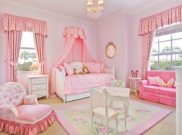 Mẫu phòng ngủ màu hồng đẹp như cổ tích cho bé gái 1